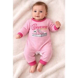 4/25 Converse Pink and White Striped Bodysuit
